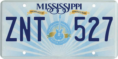 MS license plate ZNT527