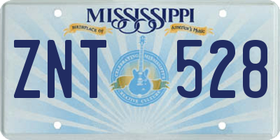 MS license plate ZNT528