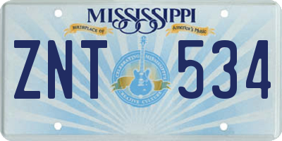 MS license plate ZNT534