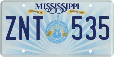 MS license plate ZNT535