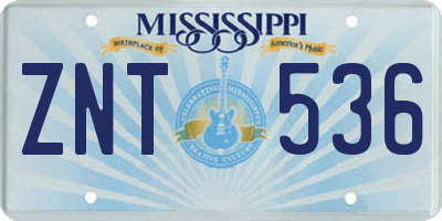 MS license plate ZNT536