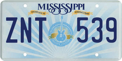 MS license plate ZNT539