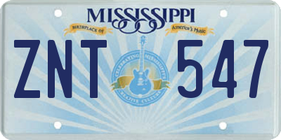 MS license plate ZNT547