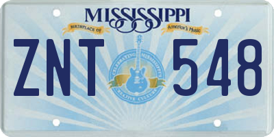 MS license plate ZNT548