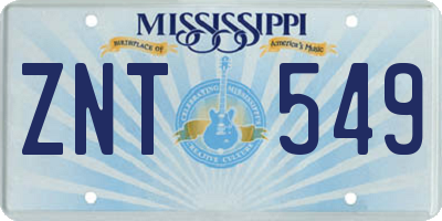 MS license plate ZNT549