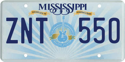 MS license plate ZNT550