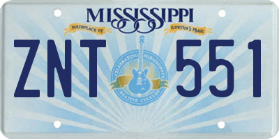 MS license plate ZNT551