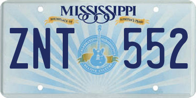 MS license plate ZNT552