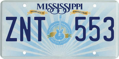 MS license plate ZNT553