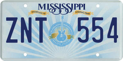 MS license plate ZNT554