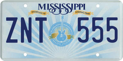 MS license plate ZNT555