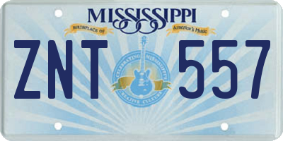 MS license plate ZNT557
