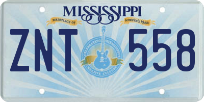 MS license plate ZNT558