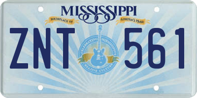 MS license plate ZNT561