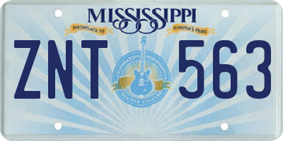 MS license plate ZNT563