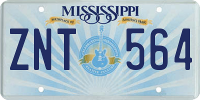 MS license plate ZNT564