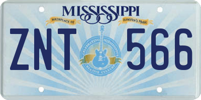 MS license plate ZNT566
