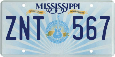 MS license plate ZNT567