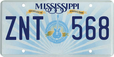 MS license plate ZNT568
