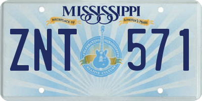 MS license plate ZNT571
