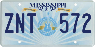 MS license plate ZNT572