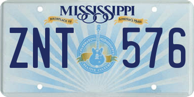 MS license plate ZNT576
