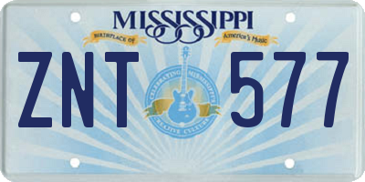 MS license plate ZNT577