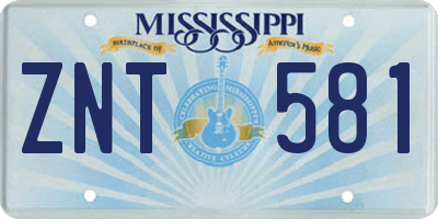 MS license plate ZNT581