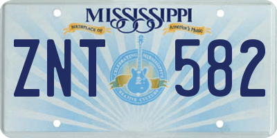 MS license plate ZNT582