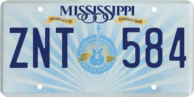 MS license plate ZNT584