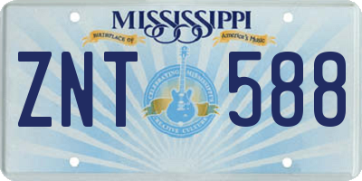 MS license plate ZNT588