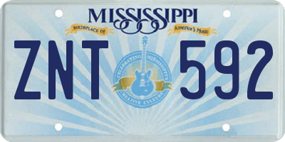 MS license plate ZNT592
