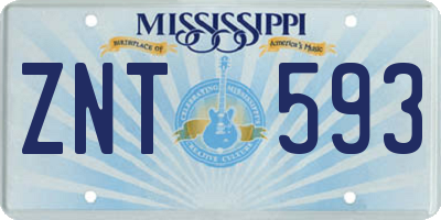MS license plate ZNT593