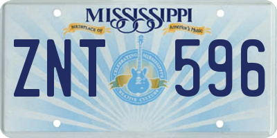 MS license plate ZNT596