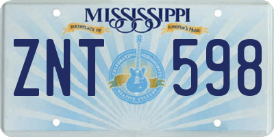 MS license plate ZNT598