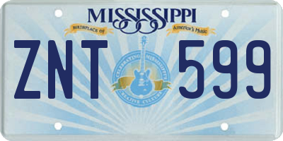MS license plate ZNT599