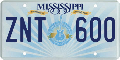 MS license plate ZNT600