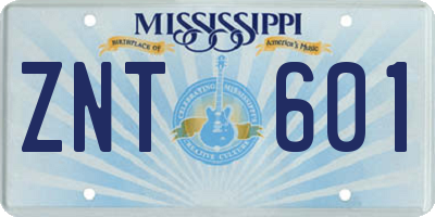 MS license plate ZNT601