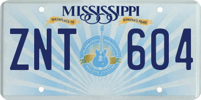 MS license plate ZNT604