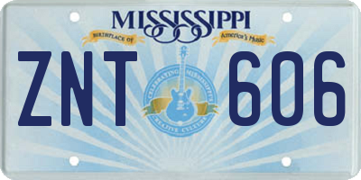 MS license plate ZNT606