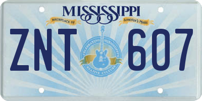 MS license plate ZNT607