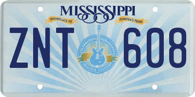 MS license plate ZNT608