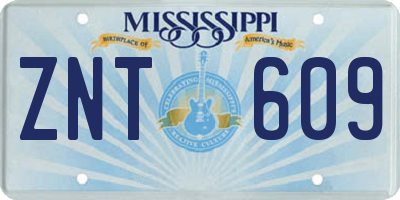 MS license plate ZNT609