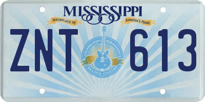 MS license plate ZNT613