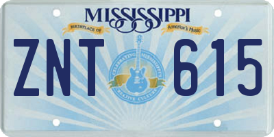 MS license plate ZNT615