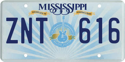 MS license plate ZNT616