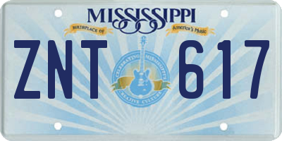 MS license plate ZNT617