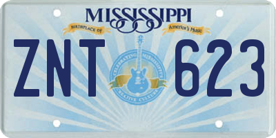 MS license plate ZNT623