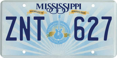 MS license plate ZNT627