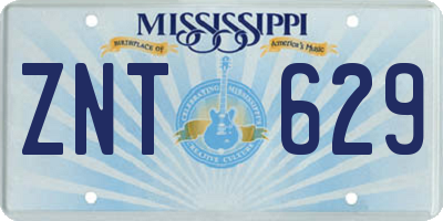 MS license plate ZNT629